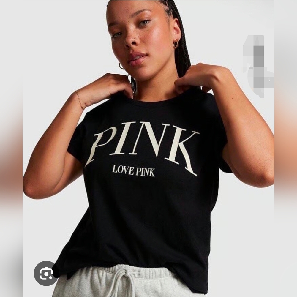 PINK Victoria's Secret Black Love Pink Tee